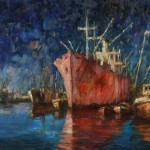  “Escena de Puerto” . óleo sobre lienzo . 70x90 cm . 1980
