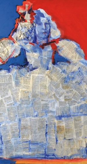 “La Verdad” . óleo sobre lienzo y collage . 100 x 100 cm . 2008