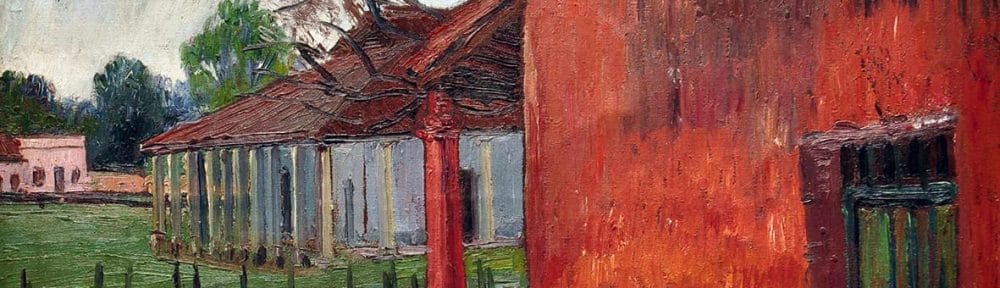 Esquina de Pueblo . óleo sobre lienzo . 54x76cm . 1965