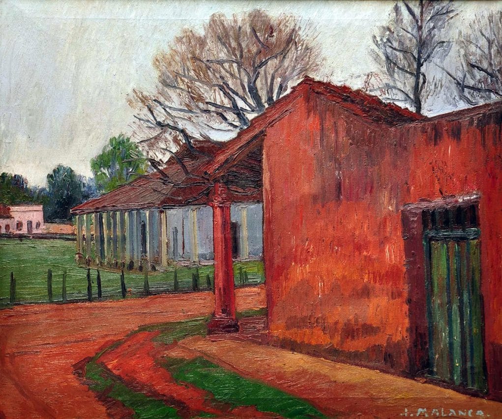 Esquina de Pueblo . óleo sobre lienzo . 54x76cm . 1965