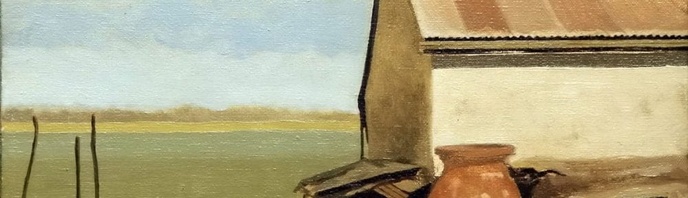 De una Chacra . óleo sobre lienzo . 24x30cm . 1974