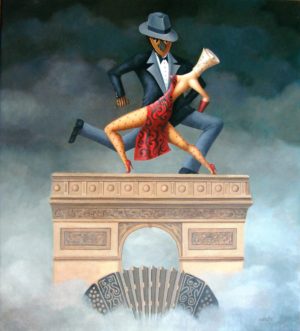 Anclao en París. Óleo sobre lienzo. 100x90cm. 2002