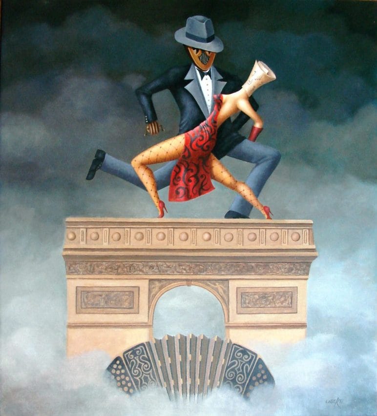 Anclao en París. Óleo sobre lienzo. 100x90cm. 2002