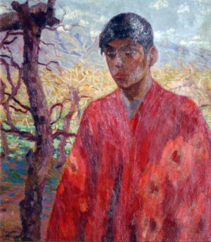 El Poncho Rojo . óleo sobre lienzo . 78x69cm . 1924
