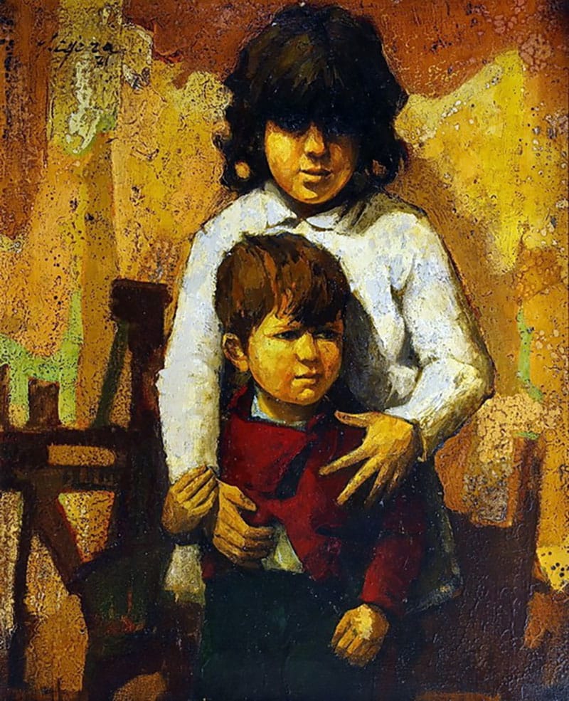 Hermanos . óleo sobre lienzo . 99x74cm . 1966