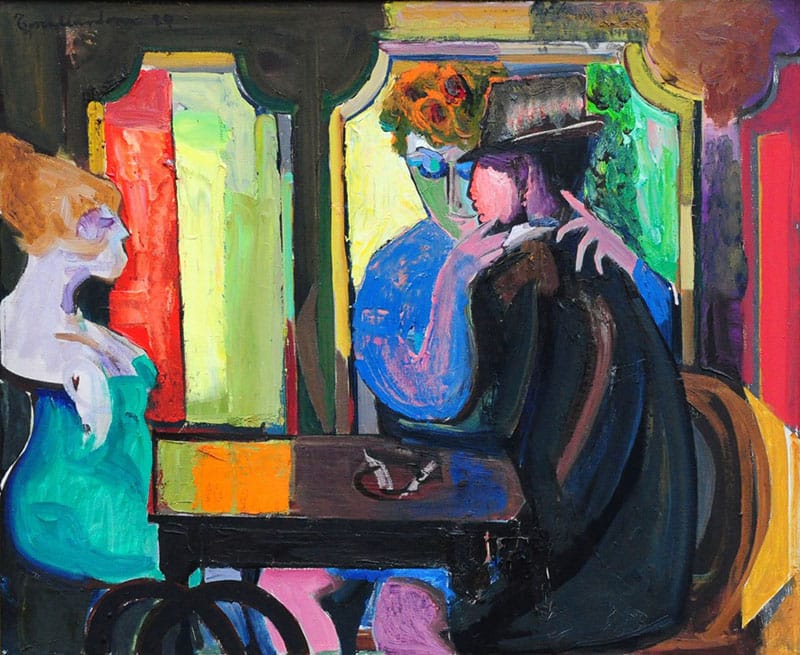 Pareja en el Café . óleo sobre lienzo . 60x73cm . 1977