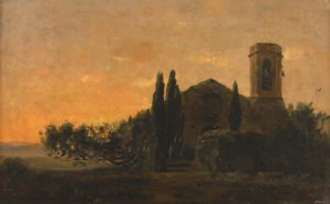 La Ermita . óleo sobre cartón . 37x57cm . 1970