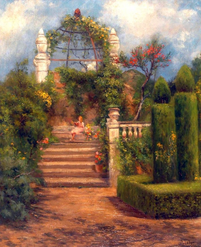 Jardín de mi Casa . óleo sobre lienzo . 72x60cm . 1925