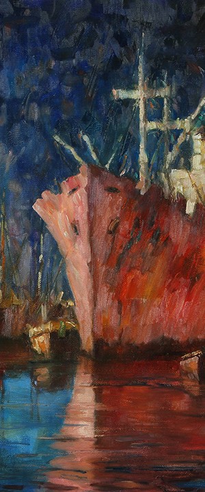 “Escena de Puerto” . óleo sobre lienzo . 70x90 cm . 1980