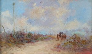 De la Torre Carlos . El Carruaje . óleo sobre lienzo . 13x22cm . 1918 De la Torre Carlos . El Carruaje . óleo sobre lienzo . 13x22cm . 1918