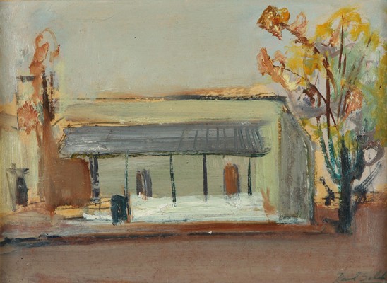 Paisaje de Villa Ballester, óleo sobre cartón, 17x23 cm, 1948