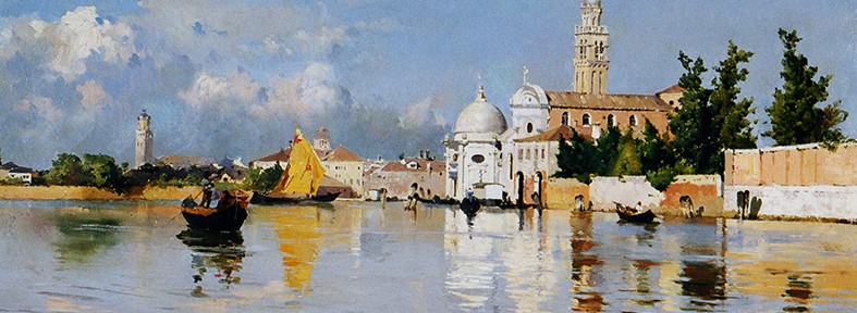 San Michele, Venecia . óleo sobre lienzo . 38x77cm . 1884