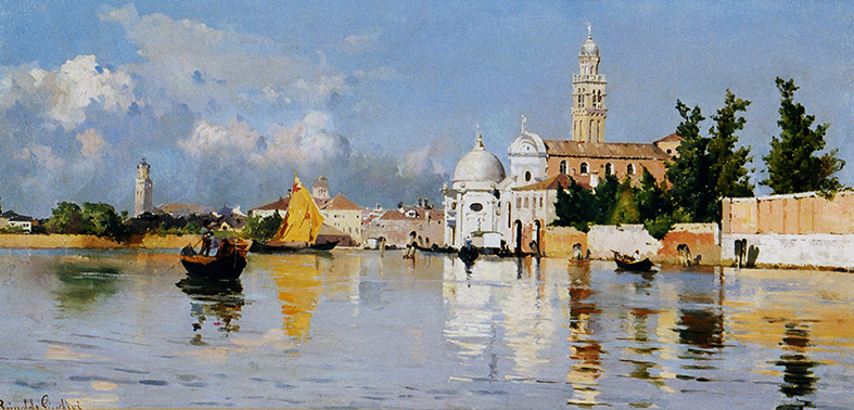 San Michele, Venecia . óleo sobre lienzo . 38x77cm . 1884