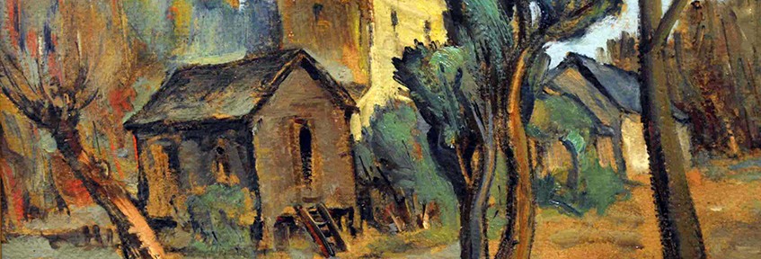 Casas en el Tigre . óleo sobre cartón . 24x34cm . 1941