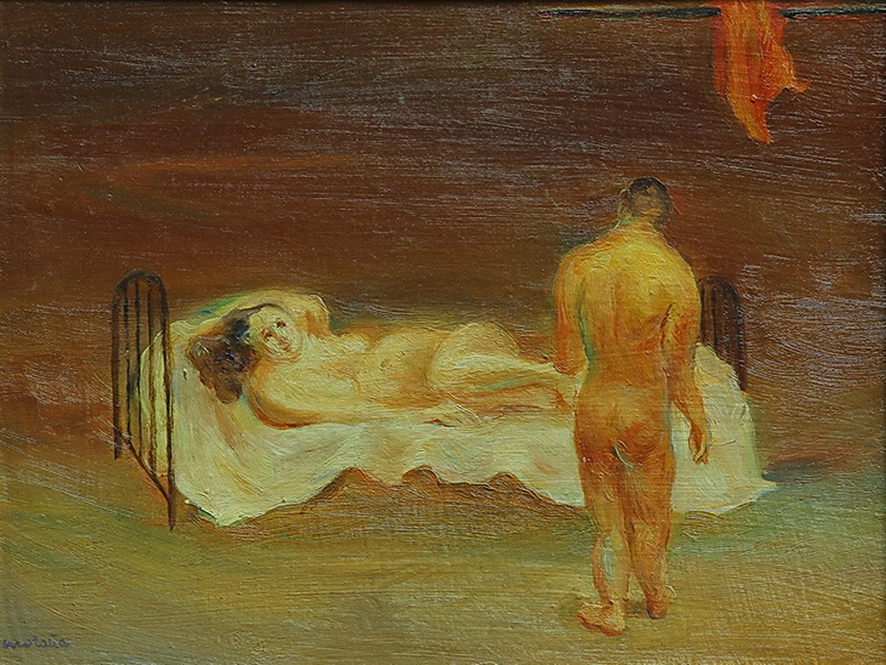 La Visita . óleo sobre cartón . 22x28cm . 1939