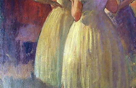 Ensayando . óleo sobre hardboard . 118x80cm . 1955