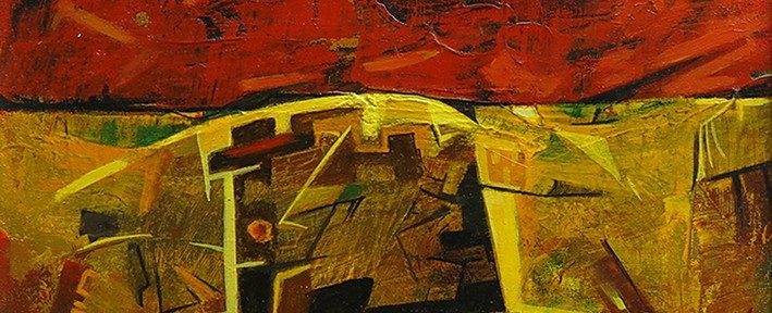 Cielo Rojo sobre La Pampa Salitrera . óleo sobre hardboard . 26x32cm . 2011