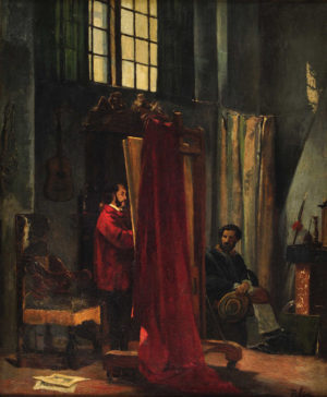 El Pintor en su Taller . óleo sobre lienzo . 65x54cm . 1859