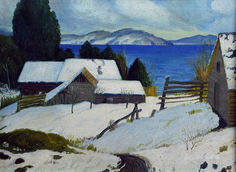 Paisaje Nevado . óleo sobre lienzo . 41x54cm . 1960