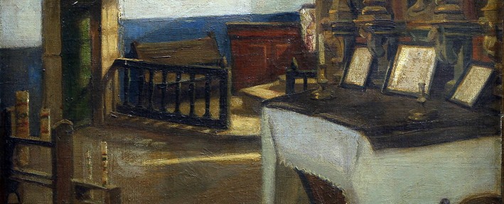Interior de Iglesia . óleo sobre lienzo . 48x52cm . 1898