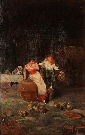 La Invitación . óleo sobre lienzo . 45x30cm . 1920