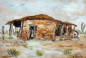 Ranchito . técnica mixta . 23x33cm . 1957