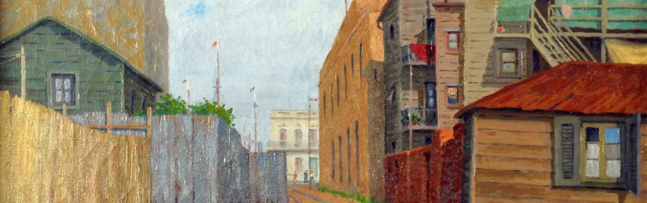 Tarde en el Callejón . óleo sobre lienzo . 50x60cm . 1946