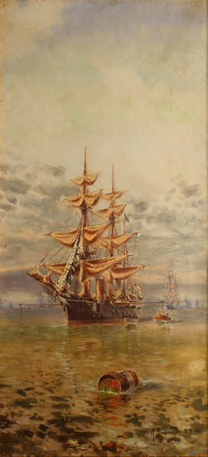 Fragatas . óleo sobre lienzo . 110x50cm . 1899