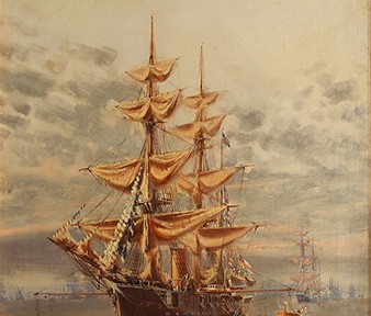 Fragatas . óleo sobre lienzo . 110x50cm . 1899