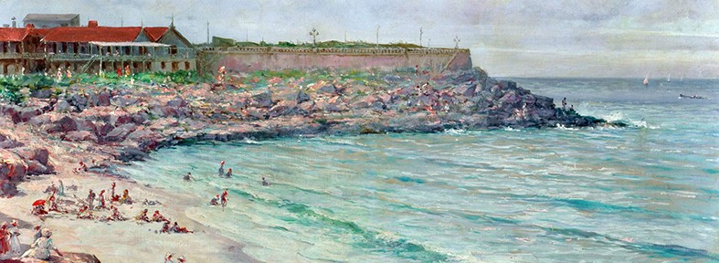 Playa Chica, Mar del Plata . óleo sobre lienzo . 40x74cm . 1918
