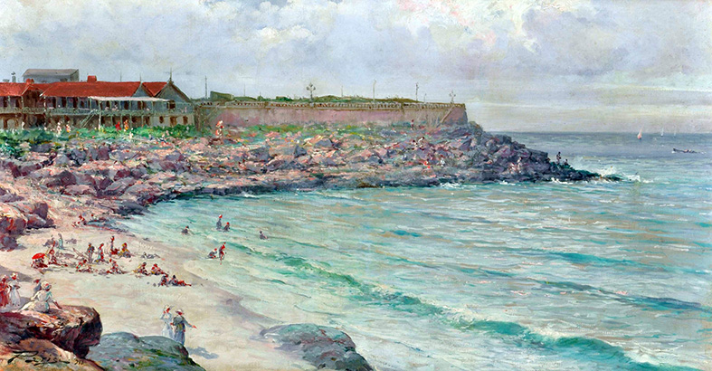 Playa Chica, Mar del Plata . óleo sobre lienzo . 40x74cm . 1918