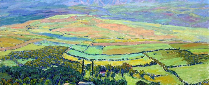 Paisaje Serrano . óleo sobre lienzo . 120x144cm . 1956
