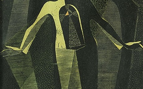 La Esperanza . xilografía y acuarela . 33x20cm. 1956