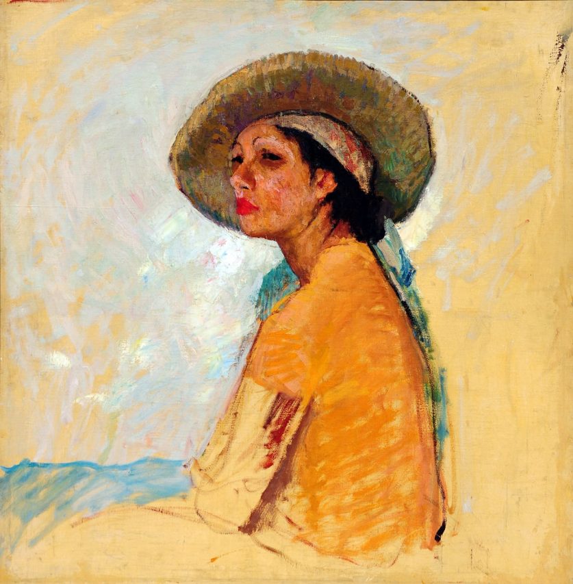 Mujer con Sombrero . óleo sobre lienzo . 83x84cm . 1937