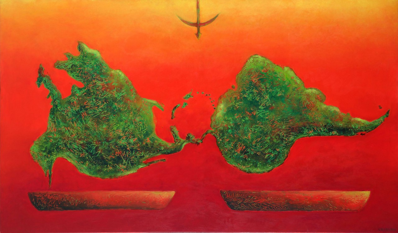 Nicolás García Uriburu . “Ni arriba ni abajo” . óleo sobre lienzo . 130x220cm . 1993