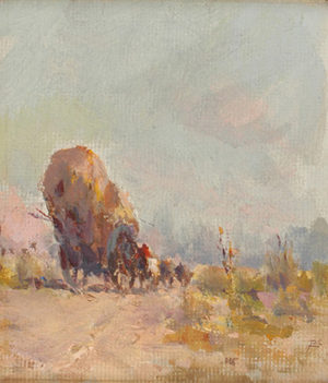 Carlos de la Torre . “Carro de Heno” . óleo sobre cartón . 13x11cm . 1914