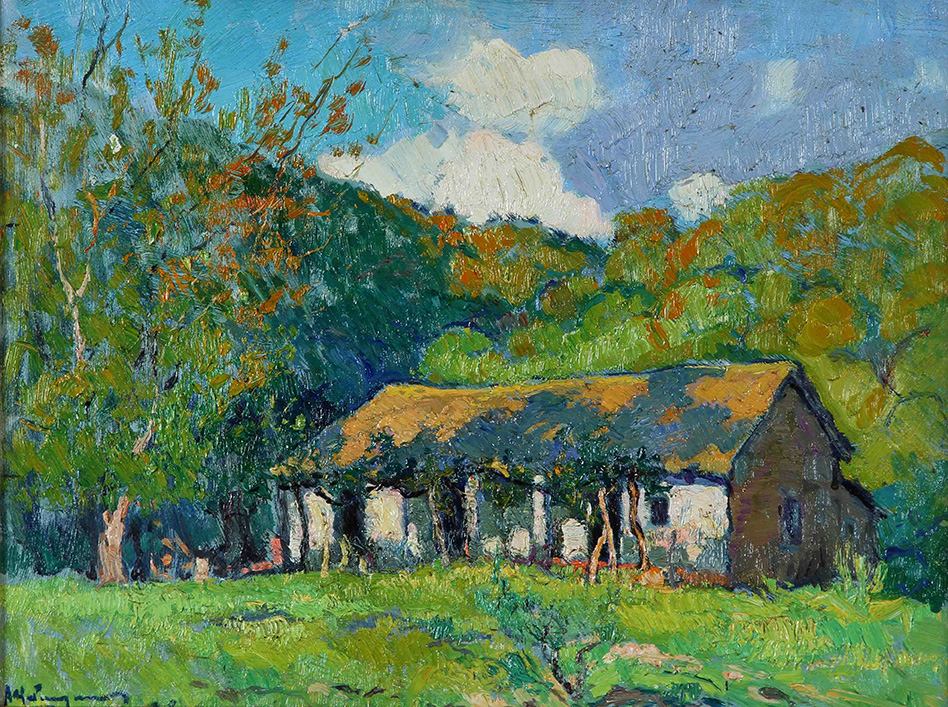 Atilio Malinverno . “Rancho en Salsipuedes” . óleo sobre cartón . 32x43cm . 1928