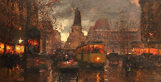 Edouard Cortes. “Place de la Republique, París”. Óleo sobre lienzo. 33x46 cm. 1930