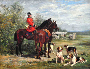 Charles Olivier de Penne. “De cacería”. Óleo sobre tabla. 31x41 cm. 1880C