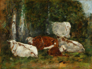 Eugenio Boudin. “Les vaches á Fervaques”. Óleo sobre papel. 24x33 cm. 1860C