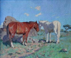 Luis Cordiviola . “Caballos” . óleo sobre lienzo . 45x55cm . 1923