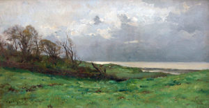 Pierre Emmanuel Damoye. “Paisaje Costero”. Óleo sobre lienzo. 43x81 cm. 1887