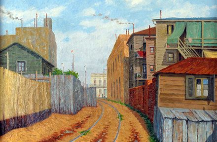 Luis Ferrini. “Tarde en el Callejón, Caminito”. Óleo sobre lienzo. 50x60cm. 1946