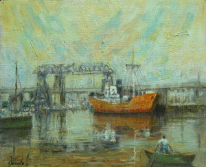 Jorge Dándolo. “Frente al Puente”. Óleo sobre hardboard. 24x30cm. 2008