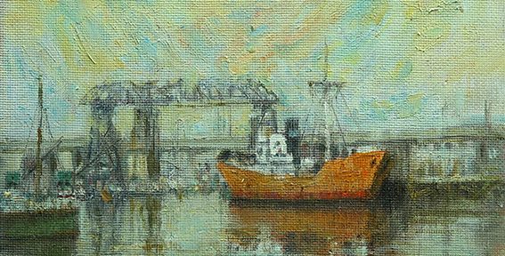 Jorge Dándolo. “Frente al Puente”. Óleo sobre hardboard. 24x30cm. 2008