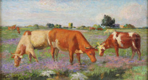 Vacas, óleo sobre tabla, 21x37cm.