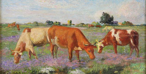 Vacas, óleo sobre tabla, 21x37cm.