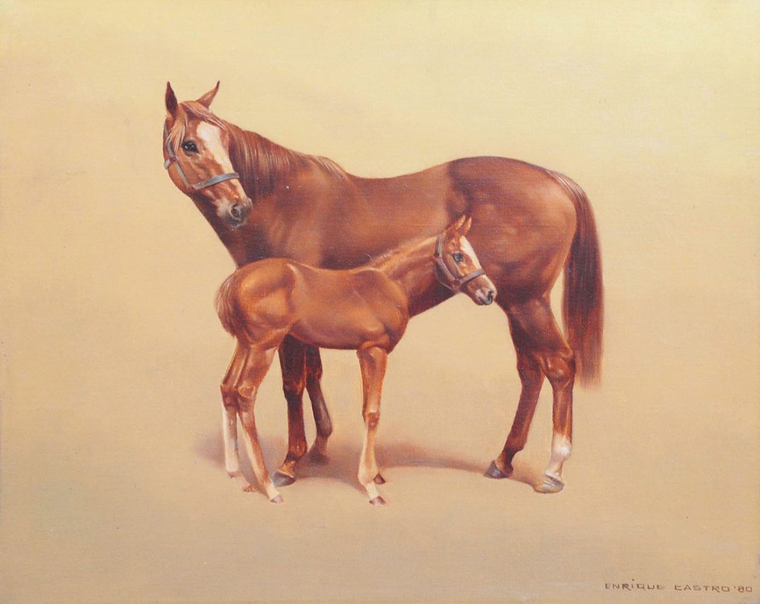 Enrique Castro, Yegua y Potrillo, óleo sobre lienzo, 40x50cm, 1980.