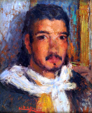 Cesáreo Bernaldo de Quirós . Patroncito . óleo sobre cartón . 30x25cm . 1958