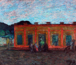 Cesáreo Bernaldo de Quirós . Tertulia Provinciana . óleo sobre tabla . 58x71cm . 1944